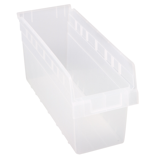 Store-Max Shelf Bins, 6-5/8" W x 8" H x 17-7/8" D, Clear, 56 lbs. Capacity Moffatt Supply & Specialties