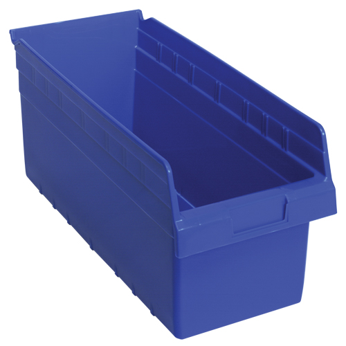 Store-Max Shelf Bins, 8-3/8" W x 8" H x 17-7/8" D, Blue, 56 lbs. Capacity Moffatt Supply & Specialties