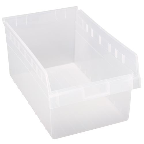 Store-Max Shelf Bins, 11-1/8" W x 8" H x 17-7/8" D, Clear, 56 lbs. Capacity Moffatt Supply & Specialties
