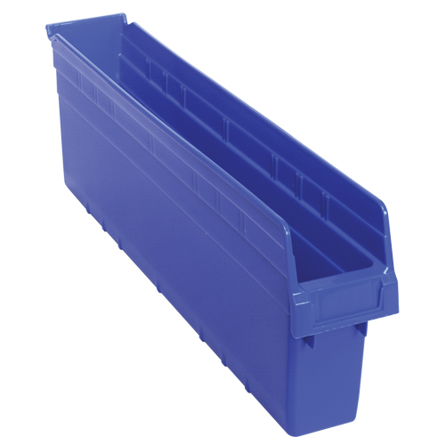 Store-Max Shelf Bins, 4-3/8" W x 8" H x 23-5/8" D, Blue, 68 lbs. Capacity Moffatt Supply & Specialties