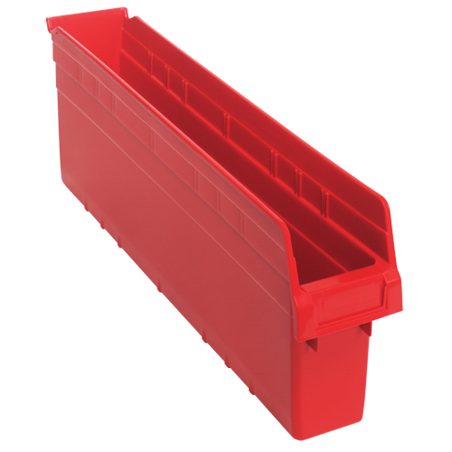 Store-Max Shelf Bins, 4-3/8" W x 8" H x 23-5/8" D, Red, 68 lbs. Capacity Moffatt Supply & Specialties