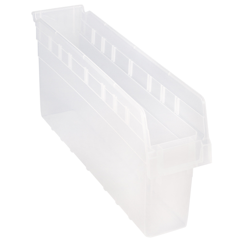 Store-Max Shelf Bins, 4-3/8" W x 8" H x 23-5/8" D, Clear, 68 lbs. Capacity Moffatt Supply & Specialties