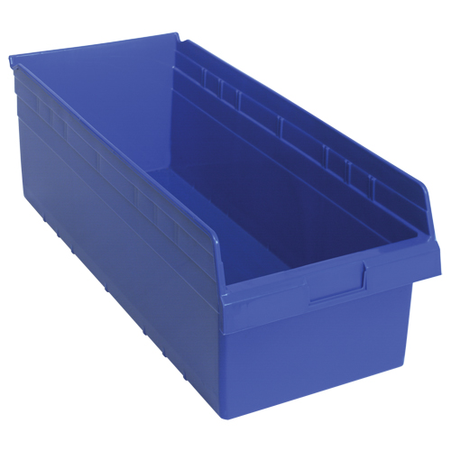 Store-Max Shelf Bins, 11-1/8" W x 8" H x 23-5/8" D, Blue, 68 lbs. Capacity Moffatt Supply & Specialties