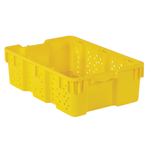 Agricultural Plastic Stack-N-Nest Container, 16" x 23.9" x 7.3", Yellow Moffatt Supply & Specialties