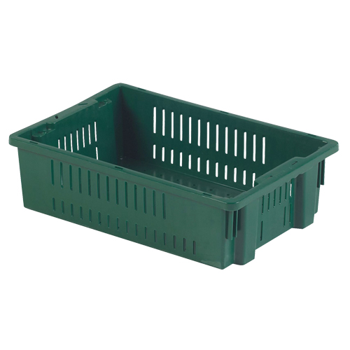 Contenant en plastique empilable Stack-N-Nest pour l'agriculture, 13,1" x 19,7" x 5,6", Vert Moffatt Supply & Specialties