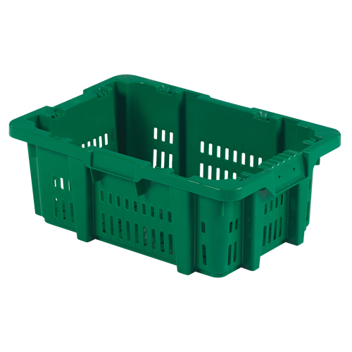 Food Handling Plastic Stack-N-Nest Container, 16" x 23.9" x 8.8", Green Moffatt Supply & Specialties