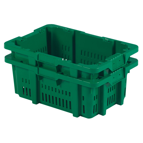 Food Handling Plastic Stack-N-Nest Container, 16" x 23.9" x 8.8", Green Moffatt Supply & Specialties