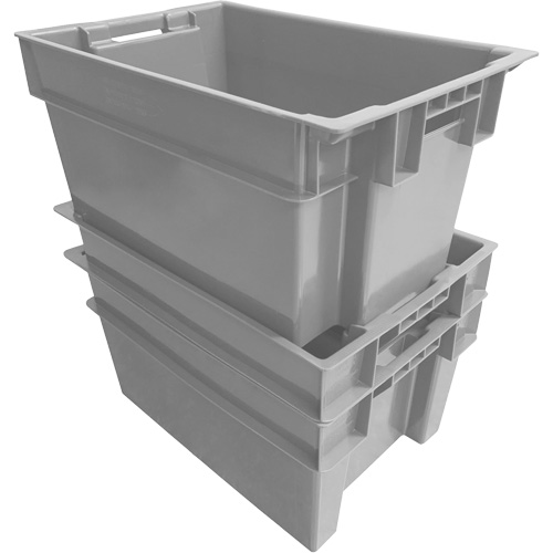 Stack & Nest Container, 16" W x 12" H x 24" D, Grey Moffatt Supply & Specialties