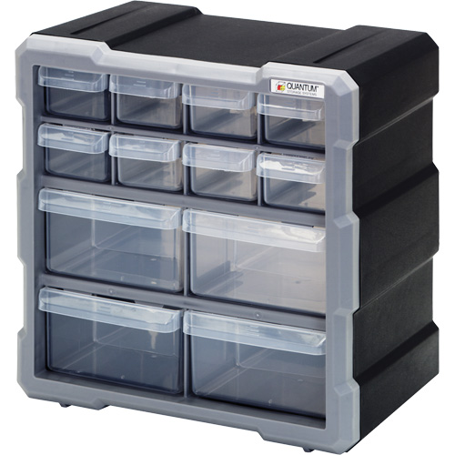 Drawer Cabinet, Plastic, 12 Drawers, 10-1/2" x 6-1/4" x 10-1/4", Black Moffatt Supply & Specialties
