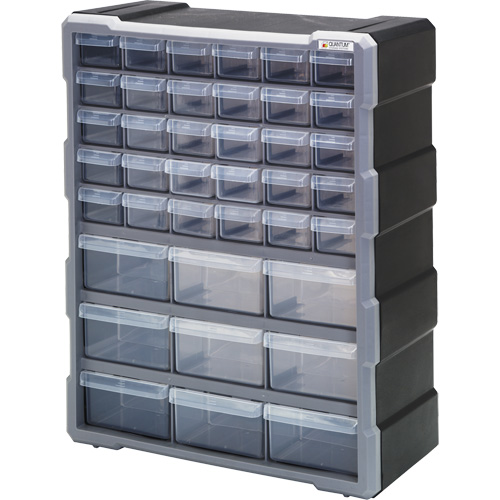 Drawer Cabinet, Plastic, 39 Drawers, 15" x 6-1/4" x 18-3/4", Black Moffatt Supply & Specialties
