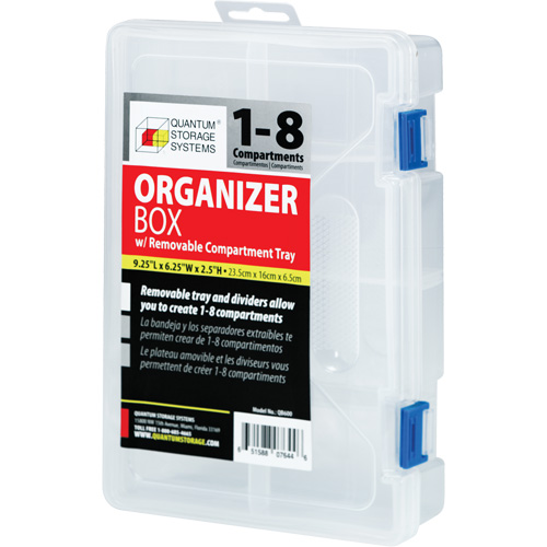 Plastic Compartment Box, 6.25" W x 9.25" D x 2.2" H, 8 Compartments Moffatt Supply & Specialties