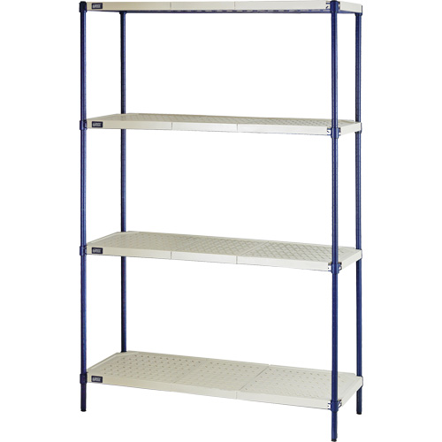 &eacute;tag&egrave;re en fils m&eacute;talliques avec tablettes en plastique, Cadre en fils m&eacute;talliques avec tablettes en plastique, Sans boulons, Capacit&eacute; 600 lb, 48" la x 72" h x 24" p Moffatt Supply & Specialties