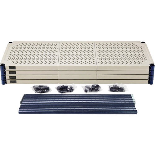 &eacute;tag&egrave;re en fils m&eacute;talliques avec tablettes en plastique, Cadre en fils m&eacute;talliques avec tablettes en plastique, Sans boulons, Capacit&eacute; 600 lb, 48" la x 72" h x 24" p Moffatt Supply & Specialties