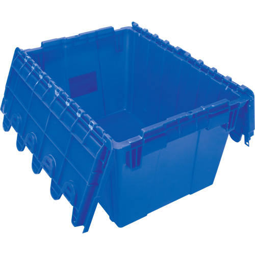 Contenant de distribution en plastique avec dessus basculant, 21,65" x 15,5" x 12,5", Bleu Moffatt Supply & Specialties