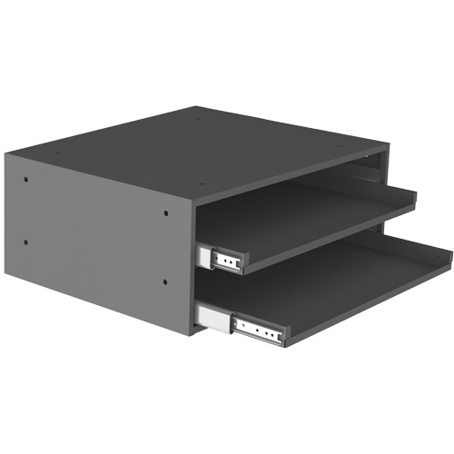 Large Slide Rack for Compartment Box Cabinets, Steel, 2 Slots, 20" W x 15-15/16" D x 8-3/16" H, Grey Moffatt Supply & Specialties
