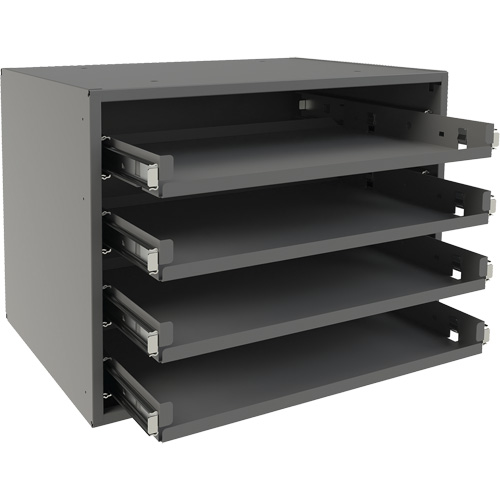 Small Bearing Rack, Steel, 4 Slots, 15-9/16" W x 11-7/8" D x 11-5/16" H, Grey Moffatt Supply & Specialties