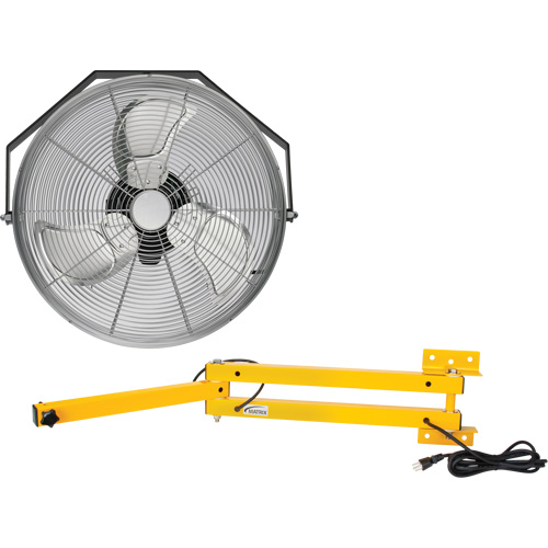 Industrial Workstation Fan Kit with Double Locking Arm, Industrial, 18" Dia., 3 Speeds Moffatt Supply & Specialties