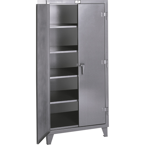 Rough & Tough Storage Cabinets, Steel, 4 Shelves, 72" H x 48" W x 24" D, Grey Moffatt Supply & Specialties