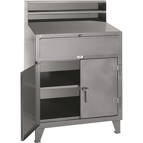 Cabinet Shop Desks, 36" W x 28" D x 54" H, Grey Moffatt Supply & Specialties