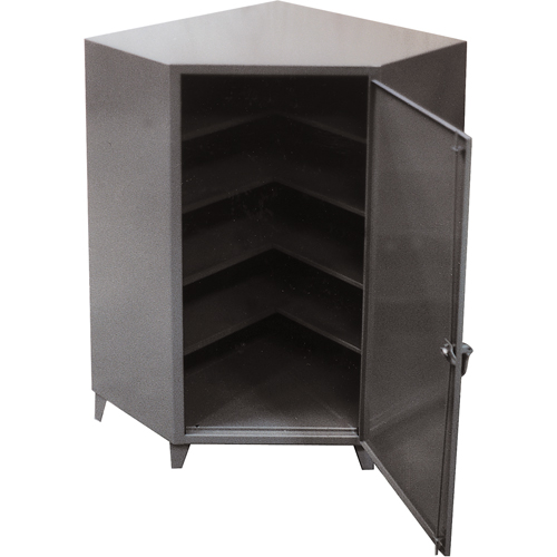 Corner Cabinets, Steel, 4 Shelves, 72" H x 48" W x 24" D, Grey Moffatt Supply & Specialties