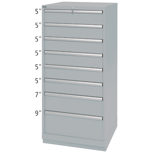 Armoires de rangement avec tiroirs, 8 tiroirs, 28-1/4" la x 28-1/2" p x 59-1/2" h, Gris Moffatt Supply & Specialties