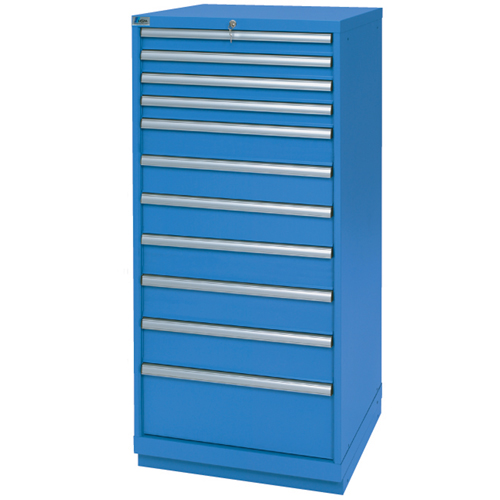 Drawer Cabinets, 11 Drawers, 28-1/4" W x 28-1/2" D x 59-1/2" H, Bright blue Moffatt Supply & Specialties