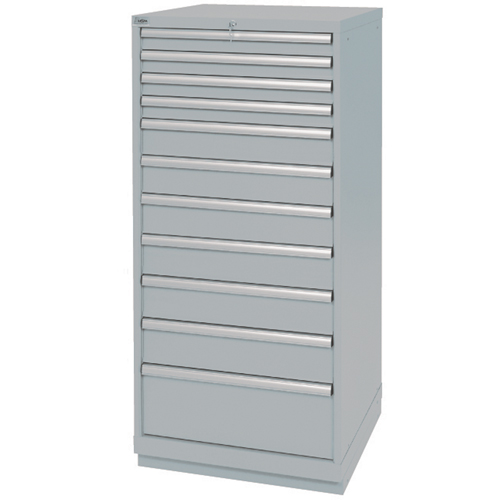 Drawer Cabinets, 11 Drawers, 28-1/4" W x 28-1/2" D x 59-1/2" H, Grey Moffatt Supply & Specialties