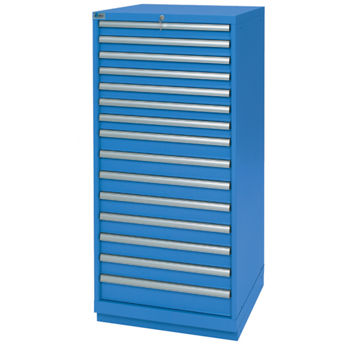 Armoires de rangement avec tiroirs, 15 tiroirs, 28-1/4" la x 28-1/2" p x 59-1/2" h, Bleu brillant Moffatt Supply & Specialties