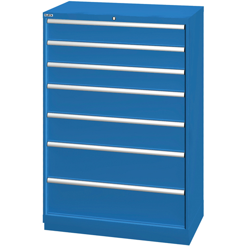 Drawer Cabinets, 7 Drawers, 40-1/4" W x 22-1/2" D x 59-1/2" H, Bright blue Moffatt Supply & Specialties