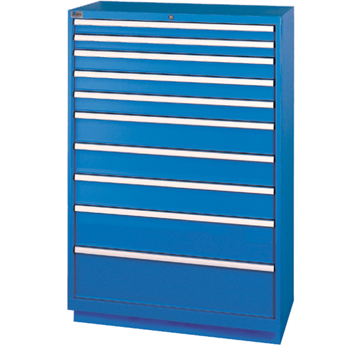 Drawer Cabinets, 10 Drawers, 40-1/4" W x 22-1/2" D x 59-1/2" H, Bright blue Moffatt Supply & Specialties