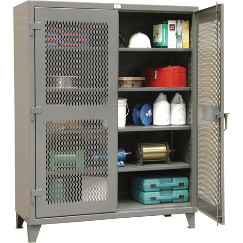 Armoires de rangement robustes ventil&eacute;es, 4 Tablettes, 72" h x 60" la x 24" p, Acier, Gris Moffatt Supply & Specialties