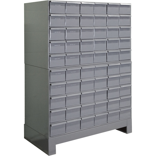 Industrial Drawer Cabinets With Base, 60 Drawers, 34-1/8" W x 12-1/4" D x 48-1/8" H, Grey Moffatt Supply & Specialties