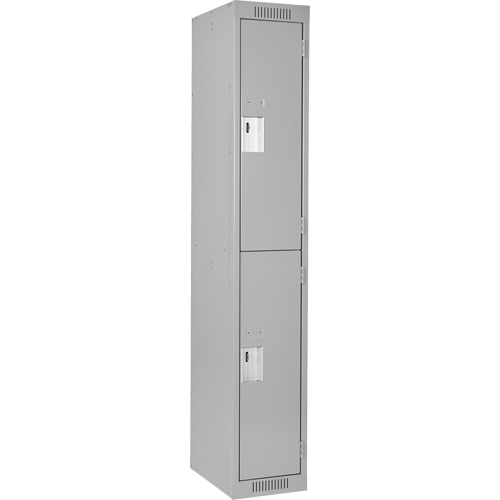 Clean Line Lockers, 2 -tier, 12" x 18" x 72", Steel, Grey, Rivet (Assembled) Moffatt Supply & Specialties