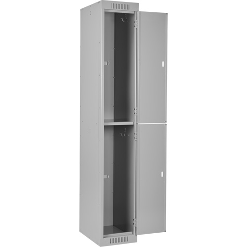 Clean Line Lockers, 2 -tier, Bank of 3, 36" x 18" x 72", Steel, Grey, Rivet (Assembled) Moffatt Supply & Specialties