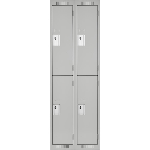 Clean Line Lockers, 2 -tier, Bank of 2, 24" x 18" x 72", Steel, Grey, Rivet (Assembled) Moffatt Supply & Specialties