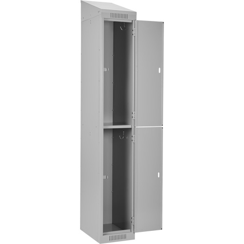 Clean Line Lockers, 2 -tier, Bank of 3, 36" x 18" x 78", Steel, Grey, Rivet (Assembled) Moffatt Supply & Specialties