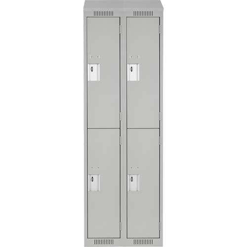 Clean Line Lockers, 2 -tier, Bank of 2, 24" x 18" x 78", Steel, Grey, Rivet (Assembled) Moffatt Supply & Specialties