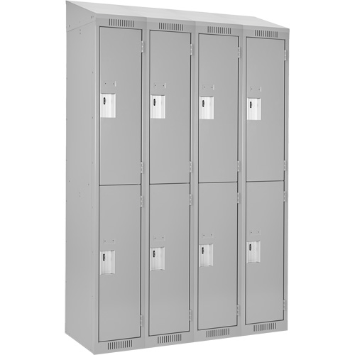 Clean Line Lockers, 2 -tier, Bank of 4, 48" x 18" x 78", Steel, Grey, Rivet (Assembled) Moffatt Supply & Specialties