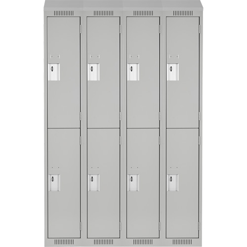 Clean Line Lockers, 2 -tier, Bank of 4, 48" x 18" x 78", Steel, Grey, Rivet (Assembled) Moffatt Supply & Specialties