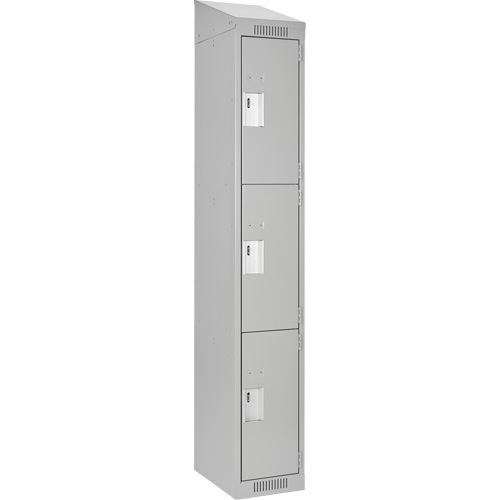 Clean Line Lockers, 3 -tier, 12" x 18" x 78", Steel, Grey, Rivet (Assembled) Moffatt Supply & Specialties