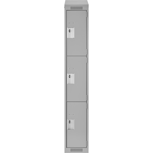 Clean Line Lockers, 3 -tier, 12" x 18" x 78", Steel, Grey, Rivet (Assembled) Moffatt Supply & Specialties