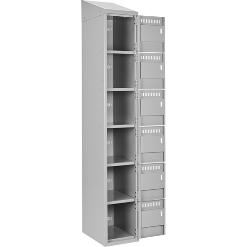 Clean Line Lockerette , 6 -tier, Bank of 4, 48" x 18" x 78", Steel, Grey, Rivet (Assembled) Moffatt Supply & Specialties