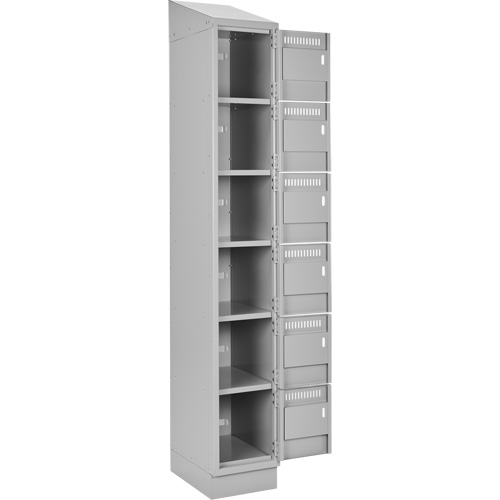 Clean Line Lockerette, 6 -tier, Bank of 3, 36" x 18" x 82", Steel, Grey, Rivet (Assembled) Moffatt Supply & Specialties