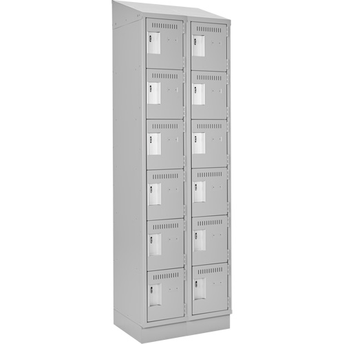 Clean Line Lockerette, 6 -tier, Bank of 2, 24" x 18" x 82", Steel, Grey, Rivet (Assembled) Moffatt Supply & Specialties