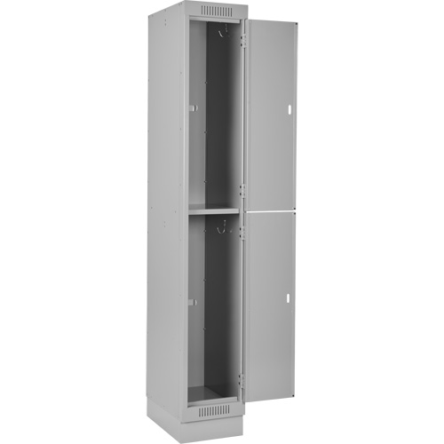 Clean Line Lockers, 2 -tier, Bank of 3, 36" x 18" x 76", Steel, Grey, Rivet (Assembled) Moffatt Supply & Specialties
