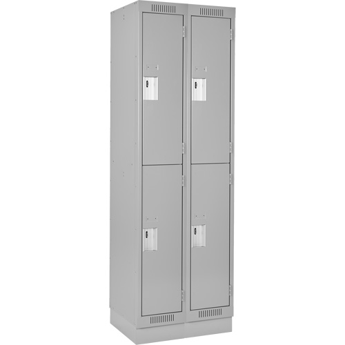 Clean Line Lockers, 2 -tier, Bank of 2, 24" x 18" x 76", Steel, Grey, Rivet (Assembled) Moffatt Supply & Specialties