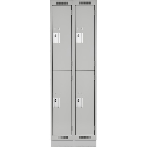 Clean Line Lockers, 2 -tier, Bank of 2, 24" x 18" x 76", Steel, Grey, Rivet (Assembled) Moffatt Supply & Specialties