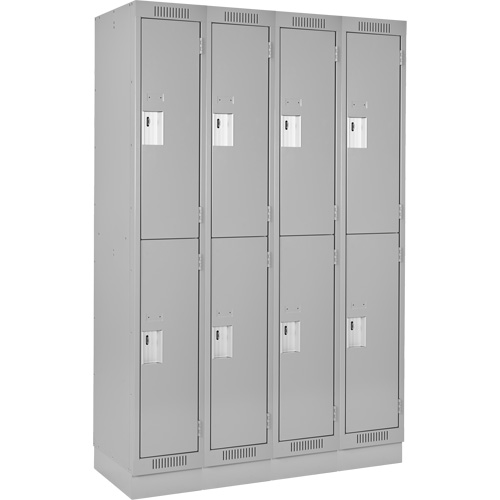 Clean Line Lockers, 2 -tier, Bank of 4, 48" x 18" x 76", Steel, Grey, Rivet (Assembled) Moffatt Supply & Specialties