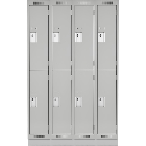 Clean Line Lockers, 2 -tier, Bank of 4, 48" x 18" x 76", Steel, Grey, Rivet (Assembled) Moffatt Supply & Specialties
