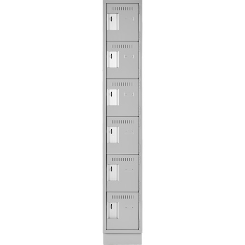 Clean Line Lockerette, 6 -tier, 12" x 18" x 76", Steel, Grey, Rivet (Assembled) Moffatt Supply & Specialties